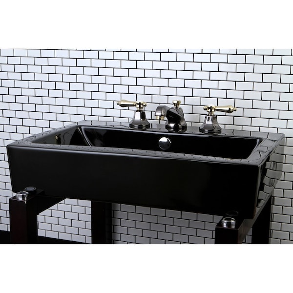NS4469BAL 8 Widespread Bathroom Faucet, Black Stainless Steel/ Brass